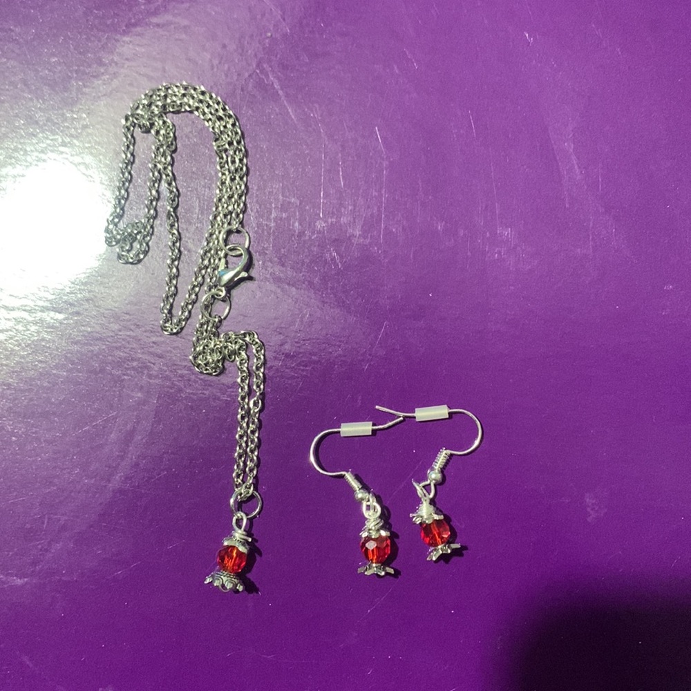 Red Potion necklace and Earrings
